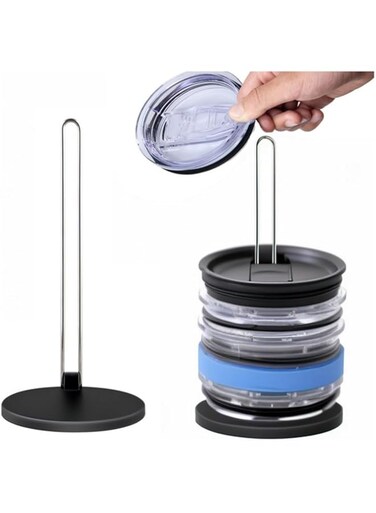 SKEIDO Tumbler Lid Holders for Kitchen Storage &amp; Organization Space Saving Cup Lid Organizer for Yeti Tumbler &amp; Stanley Tumbler &amp; Simple Modern Tumbler Lids 26x10cm (Black)