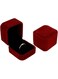 Khazna Velvet Ring Box, 2 Pieces Jewelry Ring Boxes Gorgeous Single Slots Wedding Ring Gift Box with Lid for Wedding Ceremony Proposal Engagement Anniversary, Claret Color