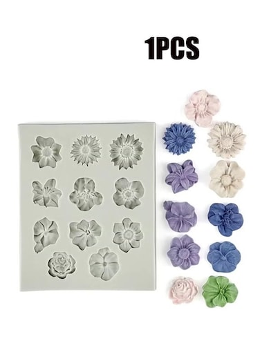Flower Polymer Clay Mold, Polymer Clay Mold for Jewelry Making, Daisy Miniature Flower Silicone Mold for Candy Chocolate Cupcake Soap Making DIY Project Cake 11Flowers