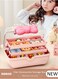 Hair Accessories Storage Box with Lid, Lockable Three-layer Folding Cosmetics Jewelry Storage Box with Expandable Tray and Handle, Portable Headbands Holder Case Craft Organizer for Girls