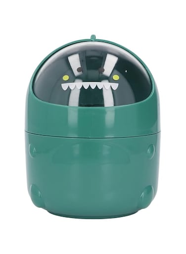 Sorandy Desktop Mini Trash Can with Shake Lid, Cute Animal Shape Wastebasket Large Capacity Compact Countertop Garbage Bin, Small Waste Container for Tabletop, Bathrooms (Green Baby Dinosaur)