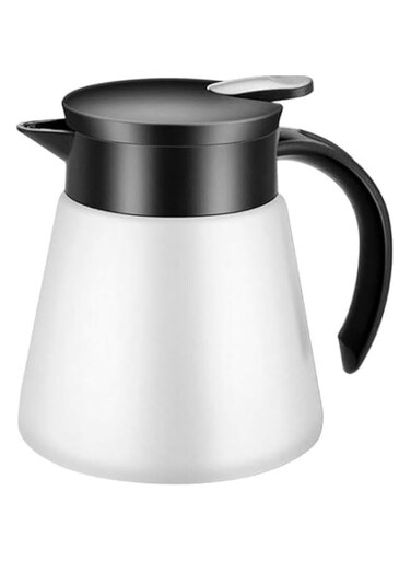 Thermal Coffee Carafe Tea Pot 880ml Stainless Steel Insulation Pot Double Wall Vacuum Insulated Coffee Water &amp; Beverage Dispenser (White)