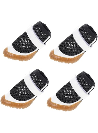 SUPVOX 4pcs Pet Shoes Dog Summer Boots Breathable Dog Boots Mesh Dog Boots Summer Dog Shoes Dog Paw Cover Breathable Puppy Shoes Hollow Dog Shoes Summer Puppy Boots -slip Dog Shoes