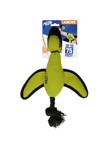 Nerf Dog Large Nylon Launching Duck with Interactive Design, Green