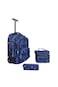 3-Piece Rolling School Set, 18-Inch Wheeled Backpack with Matching Lunch Bag and Pencil Case.(Blue Star)