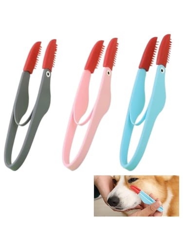 Tazweeq 3PCS Pet Tear Marks Brush, Soft Washable Pet Combing Brush, Pet Tear Marks Brush, Cat Dog Eye Excrement Brush, Pet Grooming Tools, with Handle, Tear Comb Tear Stain Remover Comb, Multicolor