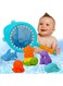 AMERTEER 7Pcs Baby Bath Toys, Scoop Net Fish Pool Toys With Spray, Sounds, Color Changing Toddler Bathtub Toys, Baby Sea Life Toys, Baby Bath Time Sensory Development, Soft Baby Pool Accessories