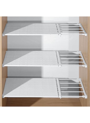 ALMEKAQUZ 2Pcs Adjustable Storage Rack Expandable Separator Shelf for Wardrobe, Cupboard, Bookcase Compartment Collecting (60-100cm/35cm wide)
