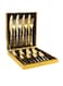 Pow 16-Piece Gold Plated Stainless Steel Flatware Cutlery Set Utensils For Kitchen