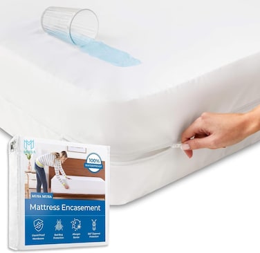 MUSA Premium Mattress Encasement - 100% Waterproof Bed Bug &amp; Dust Mite Proof Protector (Queen, 150 x 200cm)