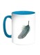Bird Feather Printed Coffee Mug Blue/White/Green 11ounce