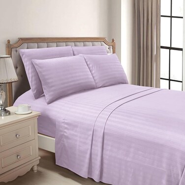 CRAFT Hotel Quality 6-Piece Stripe Bed Sheet Set - Lavender, Full