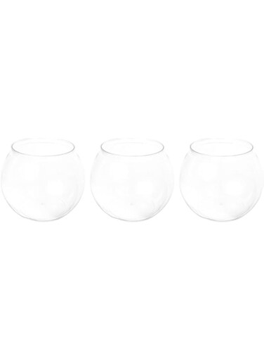Ipetboom 3pcs Plastic Fish Bowl, 13x11cm Small Transparent Round Fish Tank Desktop Aquarium Clear Bubble Bowl Goldfish Turtle Tank Hydroponic Planter Container