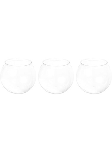 Ipetboom 3pcs Plastic Fish Bowl, 13x11cm Small Transparent Round Fish Tank Desktop Aquarium Clear Bubble Bowl Goldfish Turtle Tank Hydroponic Planter Container