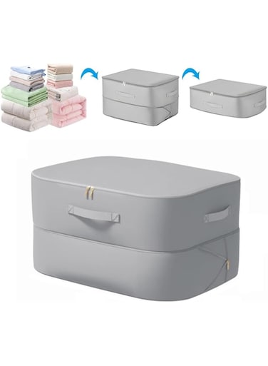 Diylove Ultra Space Saving Self Compression Organizer,Heavy Duty Moving Bags,Large Capacity Storage Bag,Self Compressing Moving Clothes Organizer Bags for Comforters,Clothes, Bedding (Grey-S)