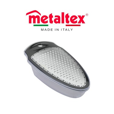 Metaltex Diamond Grater with Container &ndash; Extra Sharp Stainless Steel Blades