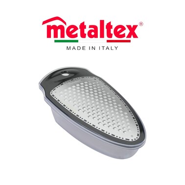 Metaltex Diamond Grater with Container &ndash; Extra Sharp Stainless Steel Blades