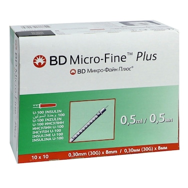 BD Micro-Fine + Insulin Syringe 30g x 8 mm 0.5ml 100's