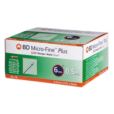 BD Micro-Fine+ Insulin Syringe 31g &Atilde;&mdash; 6mm 0.5ml 100's