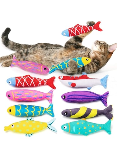 AWOOF Catnip Toys for Indoor Cats, Natural Catnip Cat Toys Kitten Toys - 8 PCS Fish Cat Toys Set for Boredom