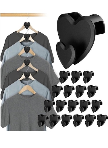 Saving Hangers, 24pcs Space Saver Hangers as Hanger Organizer, Closet Hangers Space Saver for Clothes Hanger Connector, Hanger Hooks Space Saver as Closet Organizer, Black