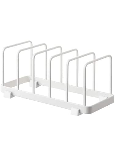 Excefore Metal Plate Dish Draining Rack, Vertical Plate Rack Drainer, Cabinet Dish Drying Racks, Suitable for Cutting Boards, Bakeware, Serving Trays Holder, Lid Organizer (White)