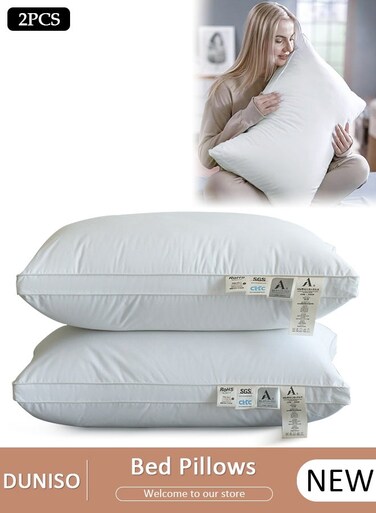 Simple and Fashion Hotel Bed Pillows High Quality Super Soft Fluffy Filled Pillows with Double-sides for Sleeping for Sofa,Bed (2 Pack, White)