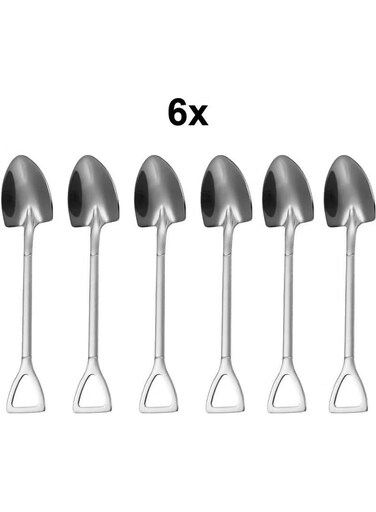 Steel 6 Pieces Silver Shovel Model Dessert Fruit and Ice Cream Spoon CIN754BY-6