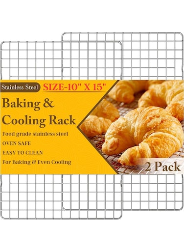 2PCS cooking and baking cooling rack -10 inch x 15 inch stainless steel wire rack, used for baking, grilling, baking - oven and dishwasher washable