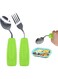 Adaptive Utensils Easy to Hold for Independent Eating, Weighted Utensils for Hand Tremors (right hand, fork+spoon, green)