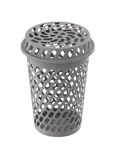 Cosmoplast 65L Round Tall Laundry Bin, Grey