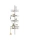Zenna Home Tension Pole Shower Caddy, 4 L-Shaped Basket Shelves, Adjustable, 60 to 97 Inch, Satin Nickel