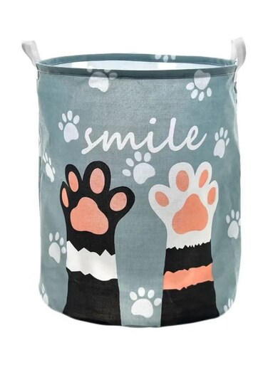 Palm Printed Rounded Storage Basket Blue/White/Black 40x50CM