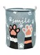 Palm Printed Rounded Storage Basket Blue/White/Black 40x50CM