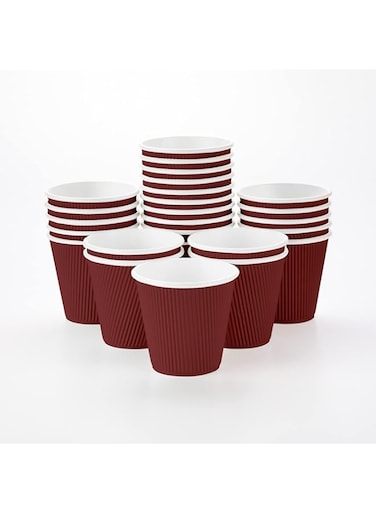 Restaurantware Insulated Paper Coffee Cups - Ripple Wall - Crimson - 8 oz - 25ct Box- RWA0302CR-25 - MATCHING LIDS Not INCLUDED &amp; SOLD SEPARATELY