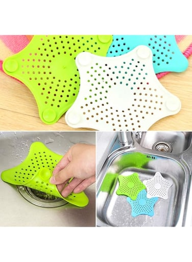 XLDHDHJ kitchen silicone five pointed star sink strainer filter bathroom sucker floor drains shower hair sewer filter colanders