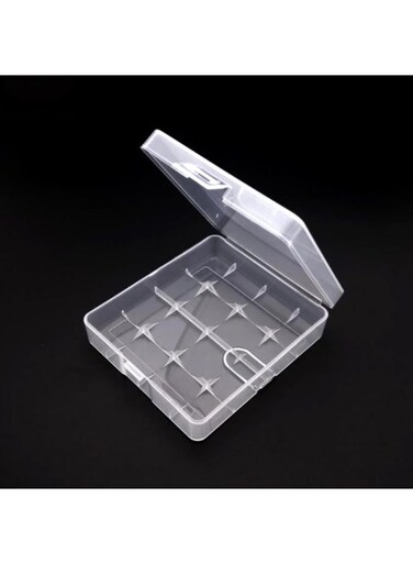 Battery Storage Case 18650 Four Slot Holder Transparent PP Dustproof Hard Shell Box For 4x18650 Li-ion Batteries Safe Storage Travel Organizer Shockproof Moisture Resistant Empty Case No Batteries