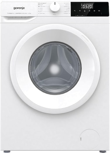 Gorenje 7Kg Fully Automatic Front Load Washing Machine, 15 Programs, Snowflake Drum and Self Cleaning Program, Steam Function, 1200 RPM, WNHPI72SCS, White - 1 Year Warranty