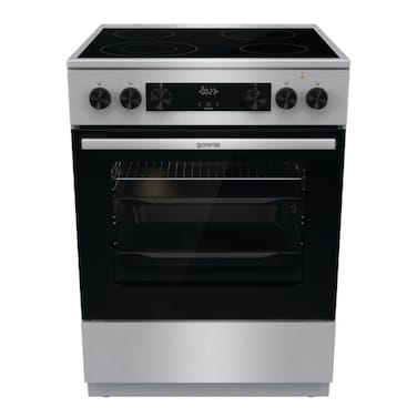 Gorenje 60cm Ceramic Cooker, 4 Zones, 71L Fan Assited Oven, Digital Display, 8 Cooking Programs, AquaClean Function, Interior Light, Extra Steam, AirFry Function, GECS6C70XC, Stainless Steel Finish