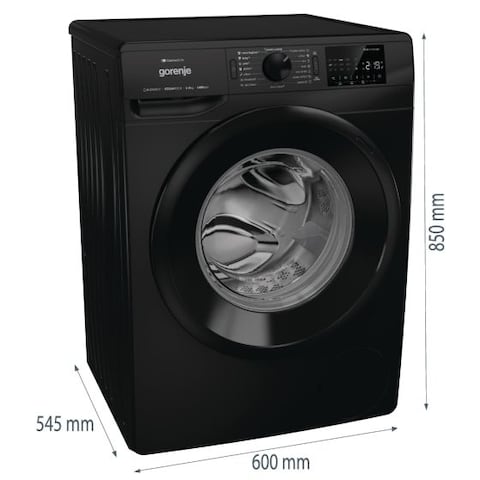 Gorenje 8 Kg Smart Front Load Washing Machine, Wifi Operation : Connect Life, Jet Black, 1400 RPM,15 programmes, Inverter PowerDrive motor WPNEI84A1SWB