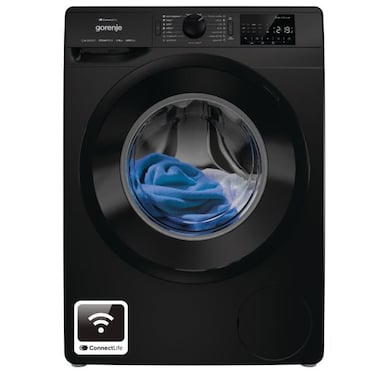 Gorenje 8 Kg Smart Front Load Washing Machine, Wifi Operation : Connect Life, Jet Black, 1400 RPM,15 programmes, Inverter PowerDrive motor WPNEI84A1SWB