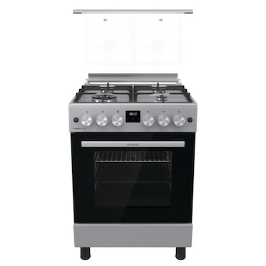 Gorenje  60 cm combi cooker, 4 Gas Zone with Triple Ring Burner, Cast iron grid, 71L Oven Capacity, Cast ironPan Support, Stainless Steel Finish - GK6C40S