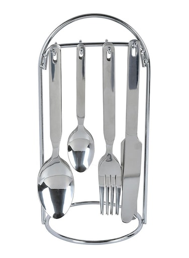 24-Piece Stainless Steel Cutlery Set Silver 24x13cm