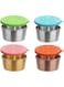 THE WHITE SHOP Salad Dressing Container To Go, 2.2oz Stainless Steel Small Condiment Containers with Lids for Lunch Bento Box, Premium Silicone, Leakproof, Reusable Sauce Cups for Picnic