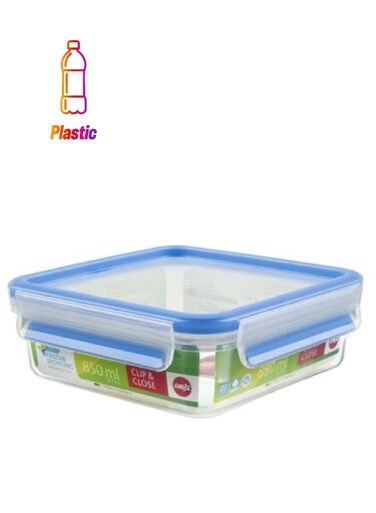 Square Clip And Close Food Container Clear/Blue 850ml