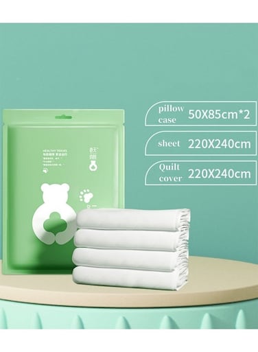 Disposable Bed Sheets for Travel Small Cotton Disposable Bedsheet Set with Four Pieces Duvet Cover Pillowcase Offering a Convenient Bedding Cover for Your Travels, Hotel Supplies