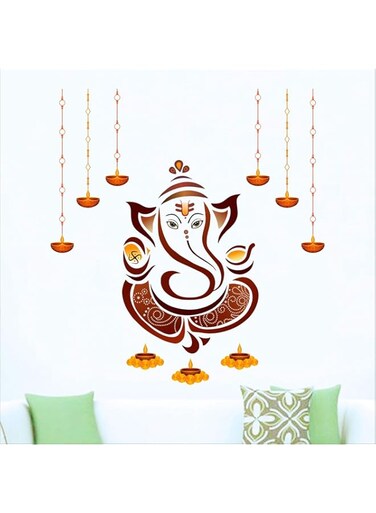 StickMe 'Shree Ganesh - Ganesha - Ganpathi Colourful Vinyl Wall Sticker' -SM1046 (Multicolour - 85cm X 80 cm )