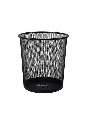 Medium Metal Mesh Waste Basket for Office, Home and Classroom Use   Open Net Design   Durable Lightweight Easy-Clean Trash Bin   Medium   Black