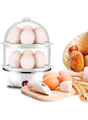 HNS MART New Home Appliance Portable, Household Automatic Mini Rapid Egg Cooker 7 14 Egg Boiler Electric Egg Boiler Cooker, Double Layer Electric Egg Poacher &amp; Breakfast Machine Auto Power Electric.