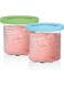 Ninja CREAMi Pints 2 Pack, Compatible with NC299AMZ &amp; NC300s Series CREAMi Ice Cream Makers, Genuine Ninja Pint, BPA-Free &amp; Dishwasher Safe, Color Lids, 1 Pint Each, Clear/Lime/Aqua, XSKPLID2CD